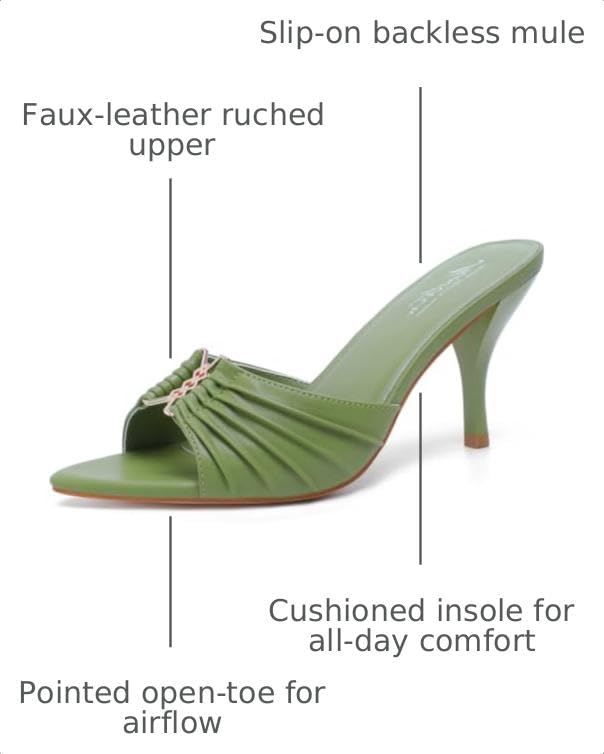 Image of Mostrin Kitten Heels for Women Summer Mules Heels Stiletto Heeled Sandals Slip On Backless Dressy Womens Sandals