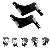 2PCS/Set Beard Template Shaper Styling Tool Beard Modeling Mold Facial Hair Sideburns Mustache Trimming Contour Tool Men's Care Comb Perfect For Line Up Edging Beard Guide Barber Tool