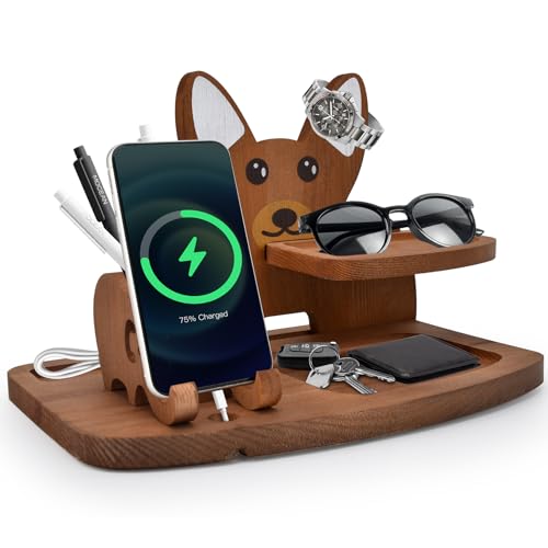 Wooden Phone Docking Station for Dad - Father's Day Gift Idea - Cell Phone Stand