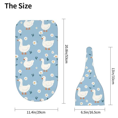 Image of Cute White Geese Swaddle Blanket with Beanie Hat Set - Soft Baby Receiving Blankets and Swaddle Blankets for Newborn Boys and Girls