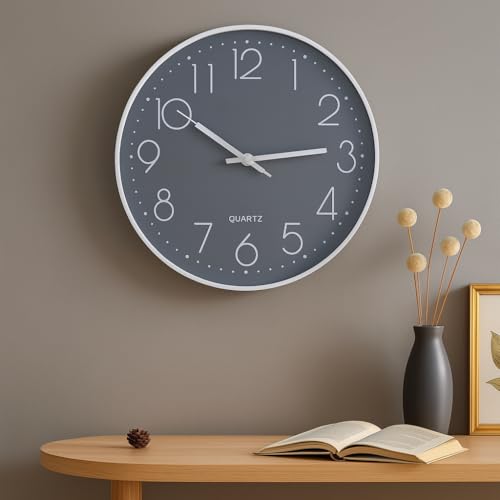 Image of Xtore Modern Round Wall Clock with Luxurious Minimal Finish (Pack of 1, Grey)