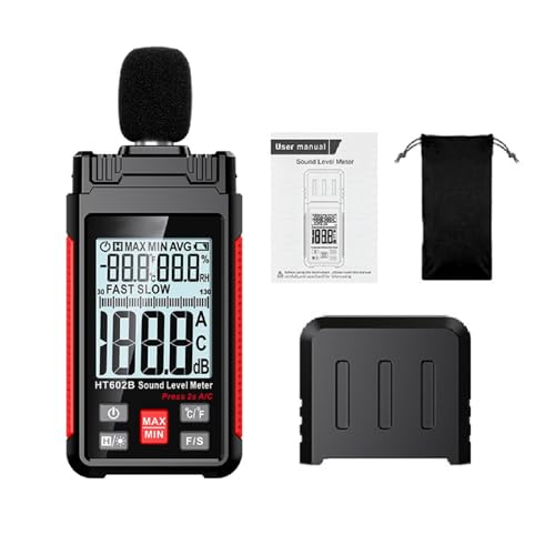 Sonomètre numérique 30-130dB A/C Pondération rétroéclairé LCD Mode rapide/lent Temp Humidité pour Home Cinéma Bar Salle de classe