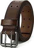 CHAOREN Work Belts for Men Heavy Duty - 1.5' Full Grain Leather Belt Casual - Fully Adjustable, Double Prong