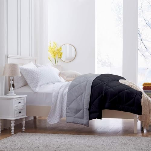 Image of 600 GSM Heavy Winter Single Bed Comforter | Microfiber, Breathable, Reversible,Soft, Lightweight & Machine Washable Comforter for Single Bed 60x90 Inch - BalckSilver
