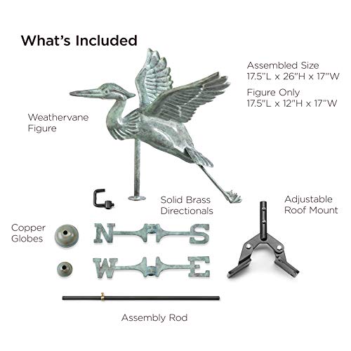 Gooddirectionsblueheroncottageweathervaneincludesroofmountblueverdecopperpatina  Urban Country Home Decor Good directions blue heron cottage weathervane includes roof mount blue verde copper patina  urban country home decor