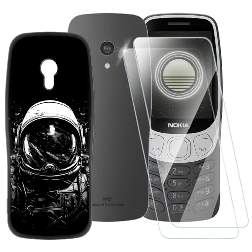 WXPPJ Custodia per Nokia 3210 2024 Cover, Trasparente Antiurto Morbida Silicone Protezione Case 2 Pezzi Vetro Temperato Pellicola Protettiva per Nokia 3210 2024 (2.40) - Cristallo