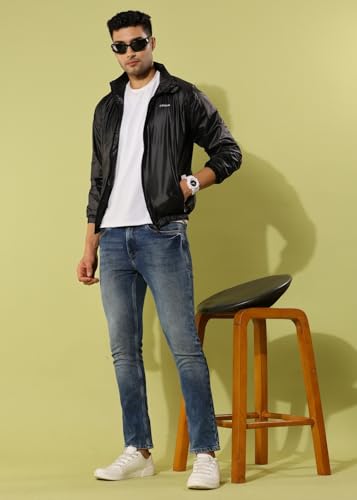 Image of Dollar Men's Polyester Solid Windcheater Jacket With Zipper Pockets
