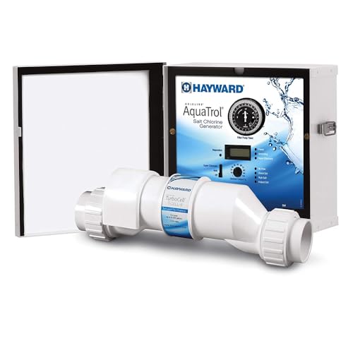 Hayward W3AQ-TROL-HP AquaTrol Salt Chlorination System for Above-Ground Pools up to 18 000 Gallons with Hose/Pipe Fittings Straight Blade Line Cord and Outlet