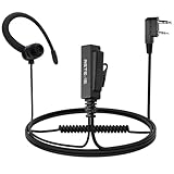 Retevis Walkie Talkie Earpiece with Mic, Kevlar Cable, Coiled Cord, Big PTT, G-Type, for RT22 RT68 RT21, Compatible with Baofeng BF-888S Kenwood Pxton 2 Way Radio, Two Way Radio Earpiece(1 Pack)