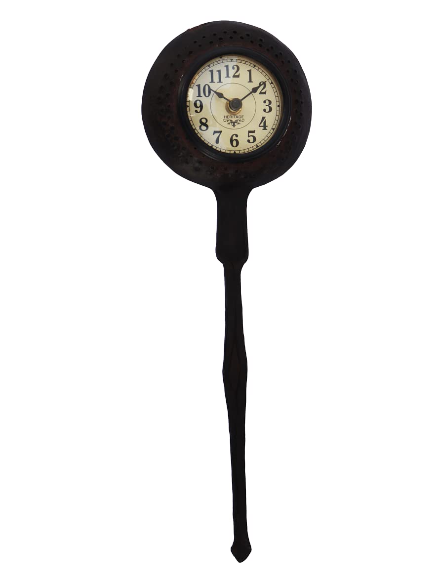 De Kulture Handcrafted Recycled Iron Spoon Vintage Wall Clock Limited Edition Collectible Timepieces Antique Timekeeper for Living Dining Room Office 40x13 cms (DH)
