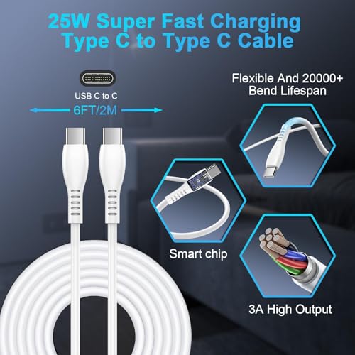 Type C Block 30W USB C Super Fast Charging Wall Charger & 6FT Android Charger Cable for Samsung Galaxy Z Flip 6/5/Z Fold 6/S25/S24 Ultra/S23/S22/S21/S20/A15/A14/A54/A55/A35/iPhone 16/15/Pixel 9/8/7
