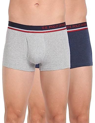 Image of U.S. Polo Assn. Mens Solid Cotton Spandex I014 Trunks - Pack of 2