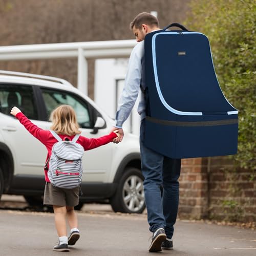 Image of YOREPEK Padded Carseat Travel Bag, Car Seat Travel Cover Backpack with Shoulder Straps, Gate Check Car Seat Bag, Baby Airplane Travel Essentials