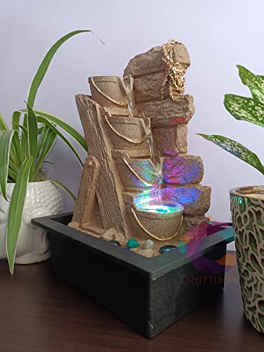 Image of Decorative Water Fountain for Home Decor, Office, Indoor & Outdoor, Garden, Puja Room, Vaastu, Reception, Spa, Gifting. (C-012 Yellow Stone)
