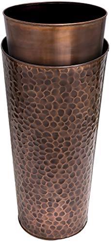 H Potter Large Outdoor Planter Tall Planter With Tray Indoor Copper Flower Pot Decorative Weather Resistant Garden Urn Deck Patio Plants Herbs Flowers Entryway Hallway Porch #TOP4