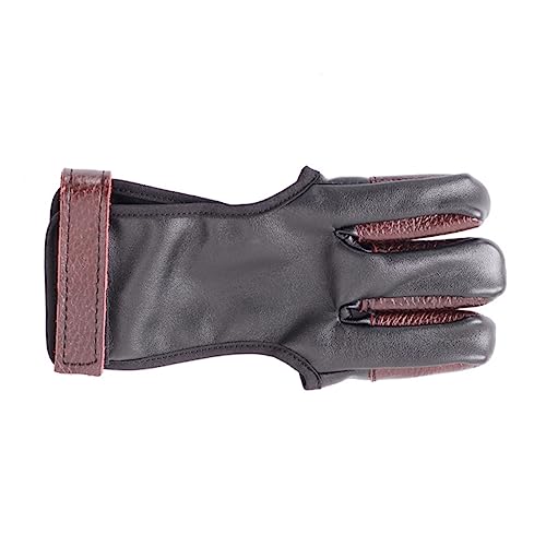 Gogogmee Archery Finger Protector Gloves Finger Tab Wrist Strap for Comfortable Outdoor Shooting and Hunting Left Right Hand Compatible