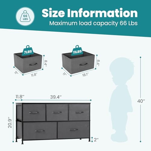Olixis STORAGE DRAWER ORGANIZER Dresser Storage With 5 Organizer Closet Chest Small Clothes Fabric Cabinet Kids Furniture Binis, Nightstand For Bedroom thumb #2