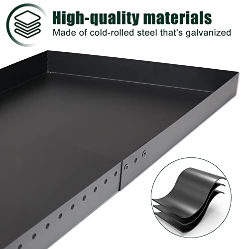 Flehomo Adjustable Fireplace Tray, Expandable Ash Pan For Ash Collection, Galvanized Steel Ember Holder Fireplace Pan With Powder Coating, Nuts And Bolts Included, Black,Trapezoidal #TOP3