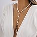 Pearl Necklaces for Women Pearl Y Lariat Necklace Long Pearl Bead Necklaces Adjustable Pearl Drop Necklace Trendy Fashion Jewelry (White)