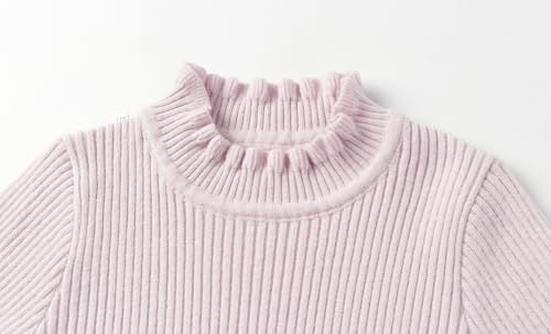 LittleSpring Girls Basic Shirt Slim Fit Ruffle Long Sleeve Mock Neck Ribbed Knit Pullover Top3