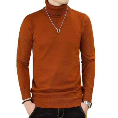 BERCIELY Chandail Respirable Doux Confortable Pull Manches Longues Homme Classique Tempérament Tendance Tricots Casual Mode Chaud Pulls en Tricot D-Brown XXL