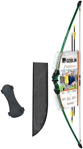 Bear Archery Goblin Bow Set for Youth, Recommended Ages 4-7, Ambidextrous, Continuous Draw Weight Up to 15-18 lb., Continuous Draw Length Up to 22-24-inches