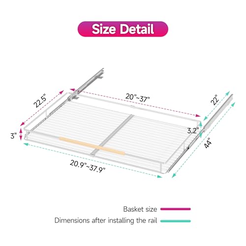 DPZM 2Pcs Expandable Pull Out Drawers for Kitchen Cabinets,20.9~37.9" W x 22.5" D Pull Out Cabinet Organizer,Tiroir de Rangement Coulissant for Kitchen Organizers and Storage by DPZM - Used condition - Image 2
