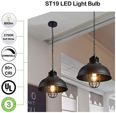 hykolity Dimmable Vintage LED Edison Bulbs, 7.5W, Equivalent 60W, 800lm, Warm White 2700K, ST58 Antique LED Filament Bulbs, E26 Medium Base, Clear Glass, Pack of 6