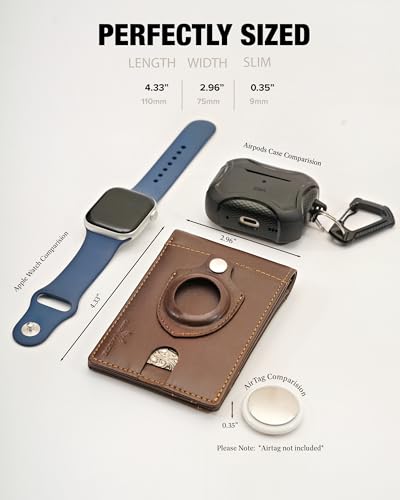 True Minimalist Slim wallet for men - Thin Front pocket leather wallet with airtag holder RFID blocking bifold card wallet for men - holds upto 8 cards No money clip wallet | Gifts for men.3