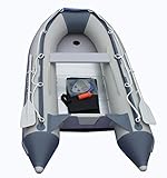 Boatify 9.8 ft Inflatable Boat Raft Fishing Dinghy Pontoon Boat with Aluminum Floo (Grey)