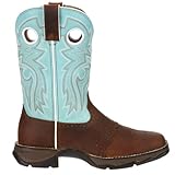 Durango womens Lady Rebel By Women's Powder N' Lace Saddle Western boots, Brown/Light Blue, 10 US