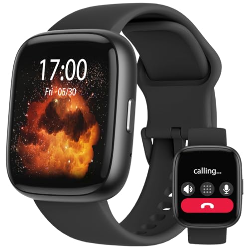 Smartwatch Damen Herren, 1,83' Fitnessuhr mit Telefonfunktion, Fitness Tracker Smart Watch mit 100+ Sportmodi Pulsmesser Herzfrequenz Schlafmonitor, IP68 Wasserdicht Sportuhr für iOS Android, Schwarz