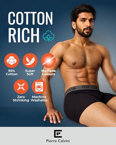 Pierre Calvini Hipster Mens Boxers - Breathable, Moisture Wicking, Soft Cotton Mens Underwear - Fitted, Comfortable Boxers for Men - Boxer Shorts Men Multipack - 6-Pack, Medium, Black - Image 4
