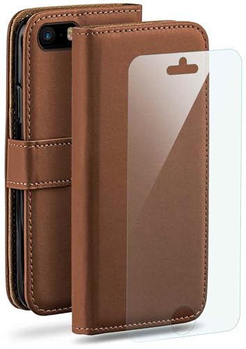 Film et housse iPhone SE 2016 marron, kit de protection 360 moex