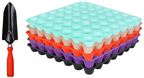Image of Kraft Seeds Trowel & Seedling Pro Tray Colourful Exotic and Beautiful 49 Cavaties (Pack of 5) Combo