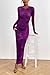 PRETTYGARDEN Women's Bodycon Maxi Dress Fall Spring Fashion Long Sleeve Floral Print Tight Fitted Party Club Ruched Dresses (Print Purple,Large)