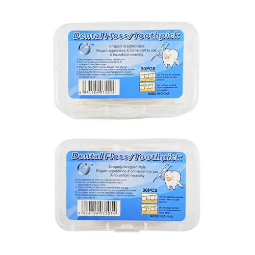 Cafarto Dental Floss Toothpicks 3-in-1 Teeth Cleaning Floss Picks for Fresh Breath & Healthy Gums, Strong Plastic Flosser Pack of 2