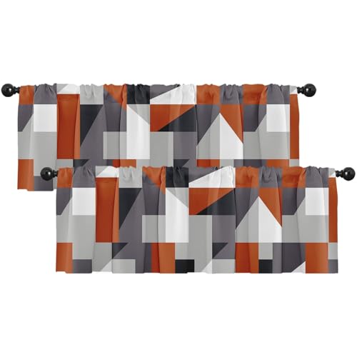 Emvency Valances for Windows, 2 Pack, 52x18 Inch, Geometric Abstract