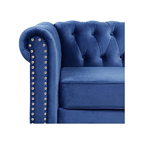 Morden Fort Couch Sofa, Couches For Living Room No Sagging, Couches 24'' Comfy Seat Depth, Sofas Couches Tool-Free Assemble, Velvet Sofas For Living Room Pet-Friendly Super Soft Chesterfield Blue #TOP5