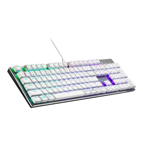 Image of Cooler Master SK652 Sliver White Mechanical Keyboard with Low Profile Red Switches, New and Improved Keycaps, and Brushed Aluminum Design | Ttc Low-Profile Red Switches, Rgb Backlight, Brushed Aluminum Top, Detachable Braided USB-C Cable, Masterplus Plus Support