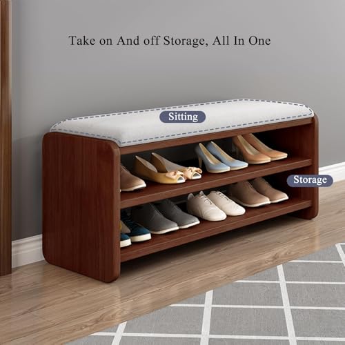 Siège rembourré et banc à chaussures L80 cm avec étagère de rangement intégrée - 4