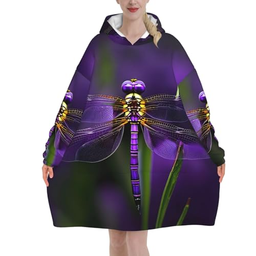 Couverture chaude et confortable libellule violette pour un hiver doux et réconfortant