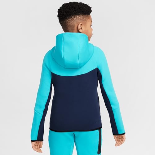 Nike Sportswear Tech Fleece Big Kids' Full-Zip Hoodie (HV5867-452, Obsidian/Dusty Cactus/Black/Black)2
