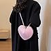 Aisi Women Cute Heart Shaped Shoulder Bag PU Leather Crossbody Purse Small Coin Purse Satchels Handbag, Pink