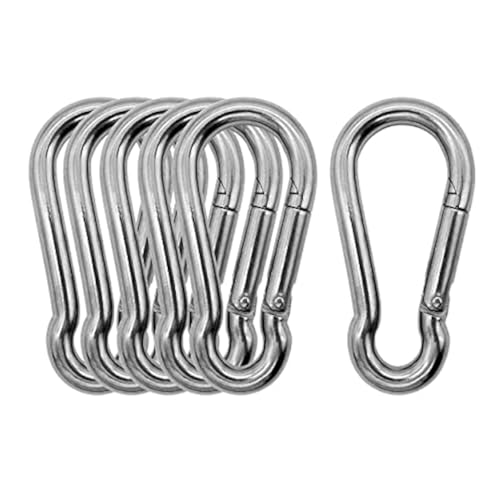 Outmate Marine Grade 316 Stainless Steel Carabiners -2.76 inch Heavy Duty, Durable & Rust-Free Clips for Gym, Swing, Dog Leashes, Hammocks, Keychains, and More(316 M7,Pack of 6)