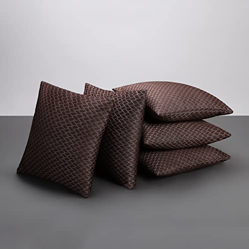 Image of LA VERNE Luxury Premium Cloth Microfibre Blown Technology Filled Sofa Cushion Filler Pack of 5 (16 inchX16 inch) (Brown)