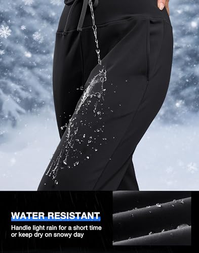 Image of G Gradual Women's Fleece Lined Joggers with Zipper Pocket Water Resistant Running Hiking Pants Winter Warm Thermal Sweatpants