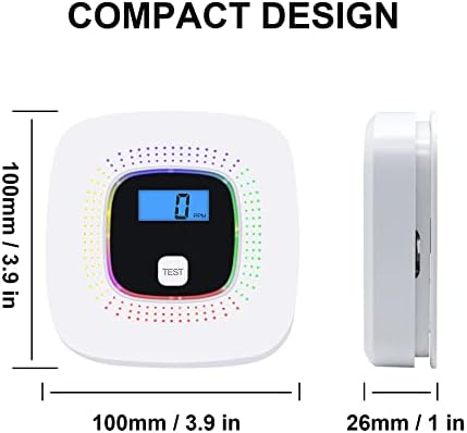 Carbon Monoxide Detector Alarm Replaceable Battery Operated, EN 52091 Certified CO Alarm Detector with Digital Display