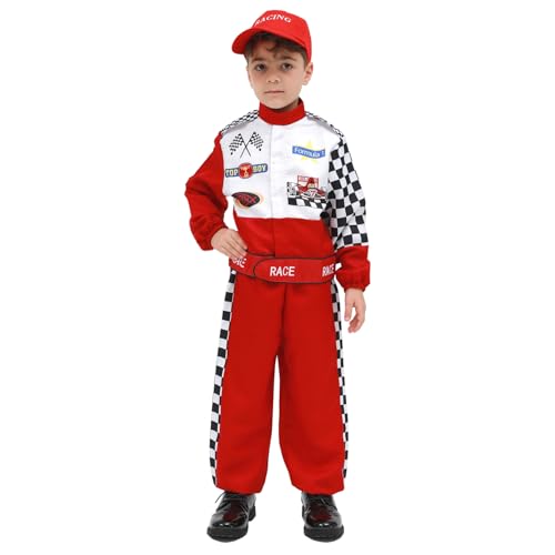 Disfraz completo de piloto de carreras para niños miniatura 5