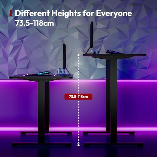 SANODESK 200x80cm Electric Standing Desk Height Adjustable Gaming Desk with with Hooks & Cupholder Sit Stand Desk with Organizer Ergonomic Home Office Computer Desk - Black - Image 6